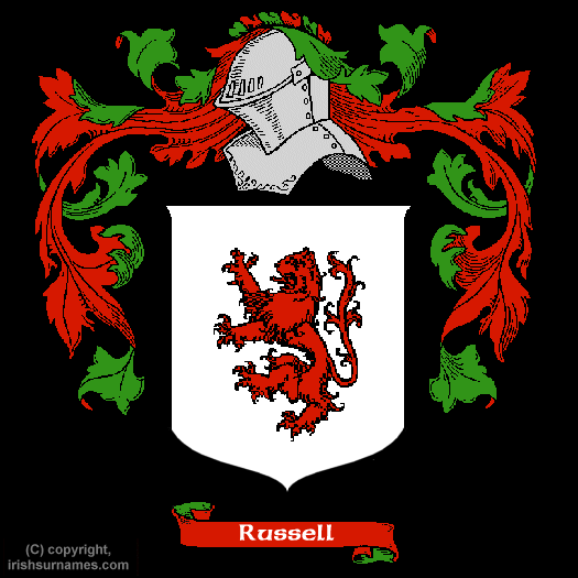 RUSSELL COAT OF ARMS is @ www.irishsurnames.com
